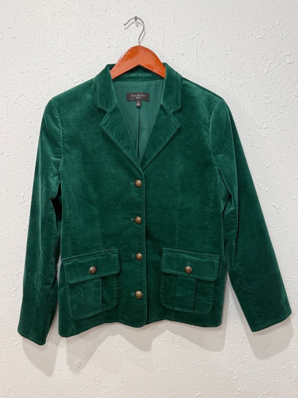 Talbots Pine Grove‎ Green Velveteen Jacket Blazer Size 12P - Picture 4 of 12